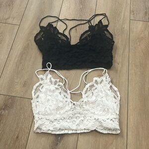 NWOT Sz M Set of 2 Free People Lace Bralettes - 1 Black & 1 White